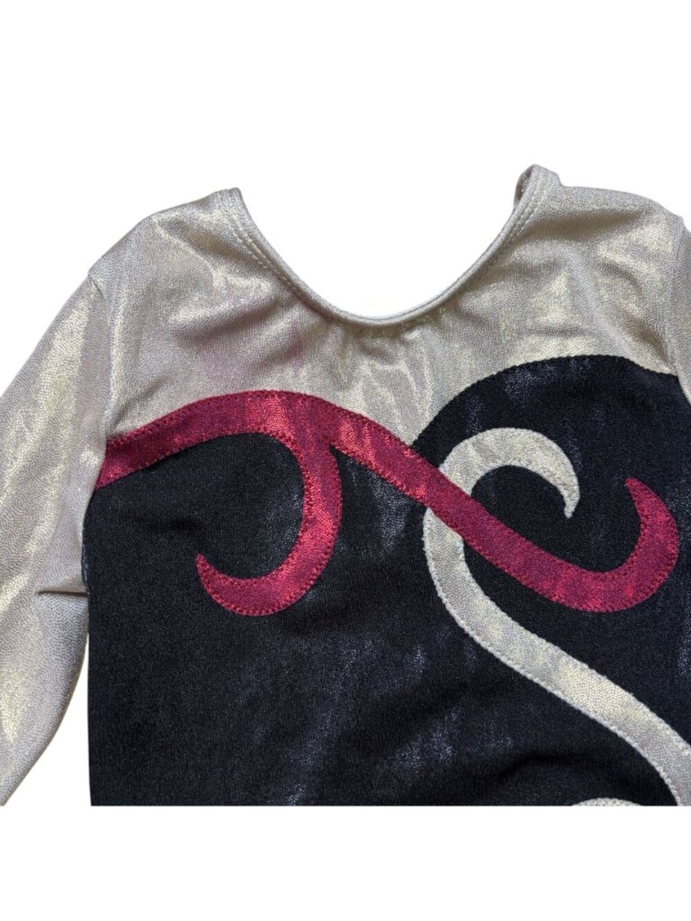 GK Child Small Long Sleeve Leotard Metallic Black and gold - Picture 3 of 6
